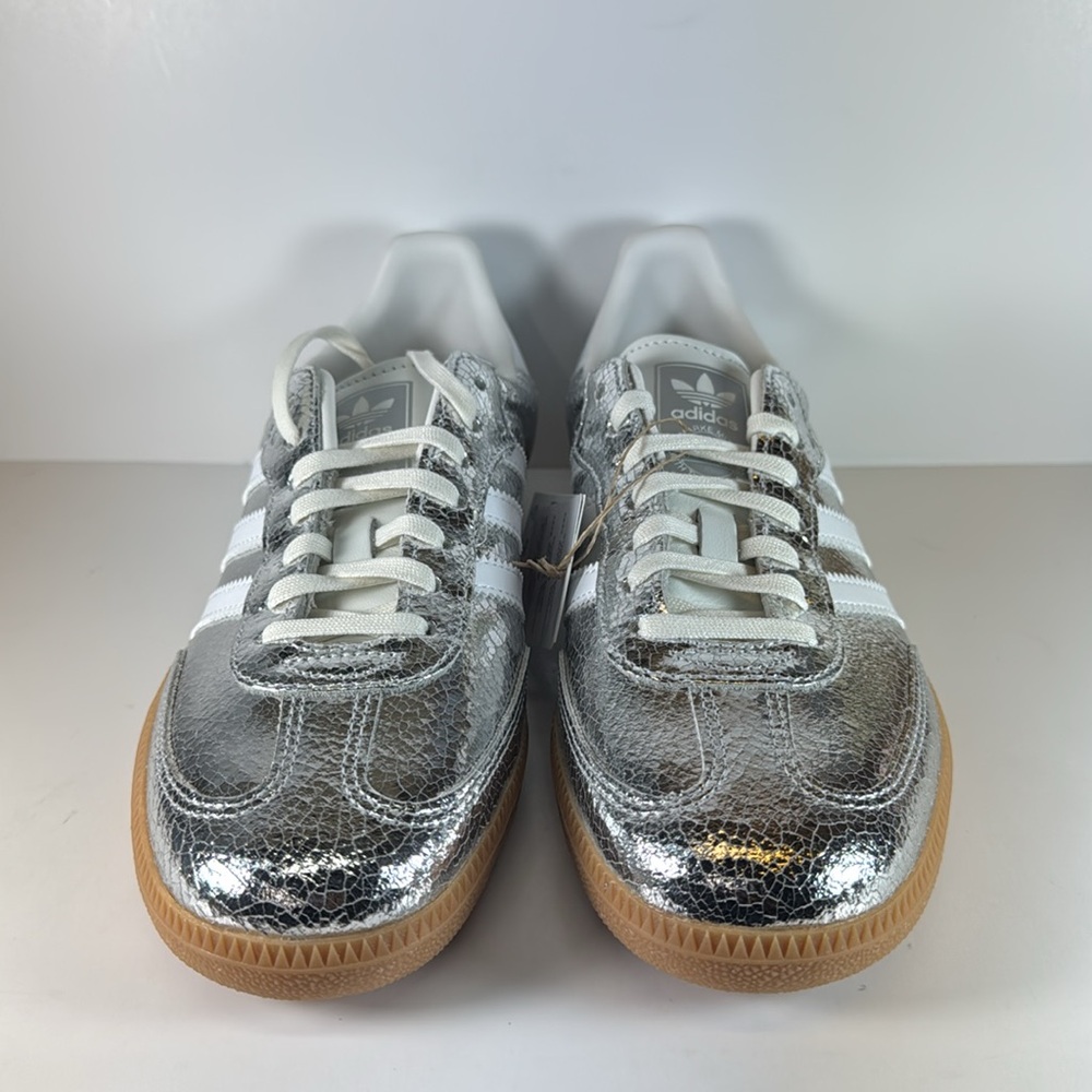 Adidas Samba OG Metallic Silver Cracked Leather Women’s Size 8 Sneakers - Picture 3 of 12